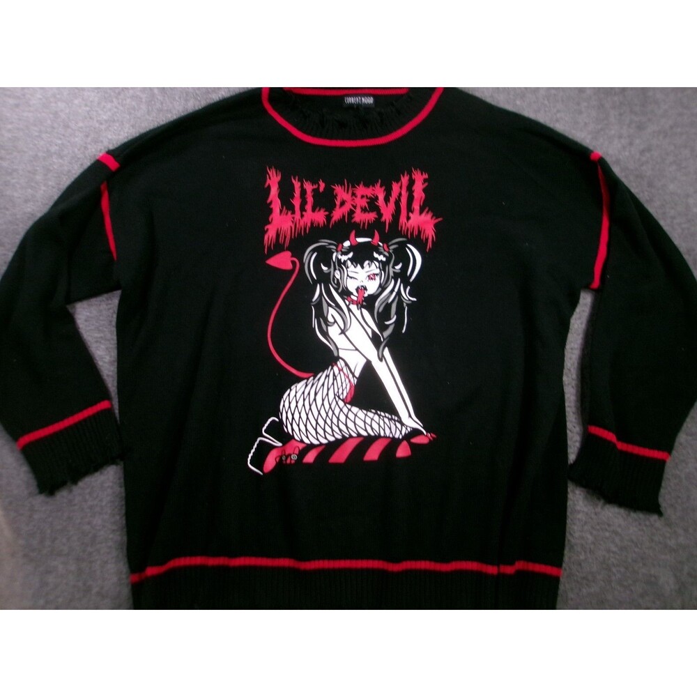 Lil Devil Sweatshirt Men 3X Black Pinup Logo Pullover Crewneck Current Mood